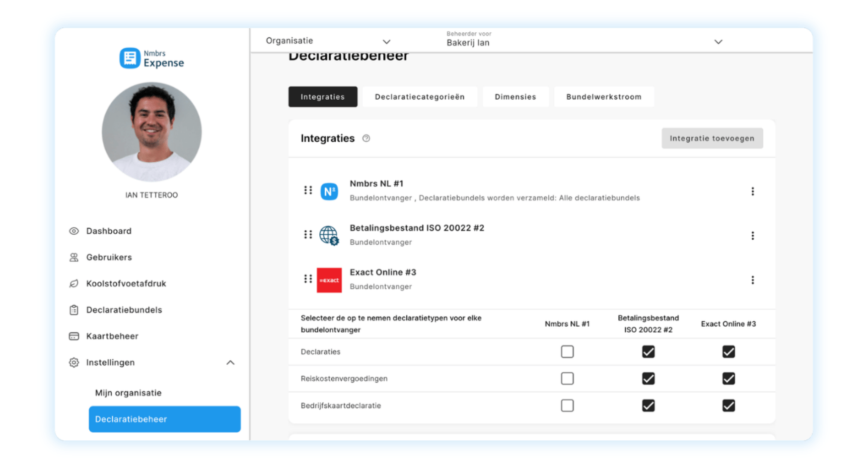 Exact Online instellingen Nmbrs Expense